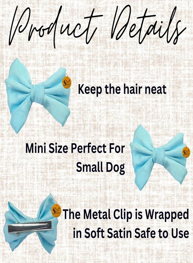 Sage Square Pet Hair Clips | Handmade Bow for Dogs & Cats | Stylish Topknot Bow | Luxry Pet Grooming Accessory | Fancy Hair Bow for Weddings, Festivals & Birthdays | Perfect for Gifting (Light Blue) - Image 5